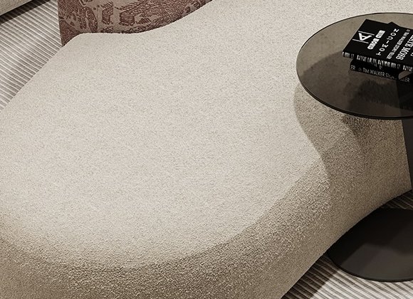 Cream boucle upholstery